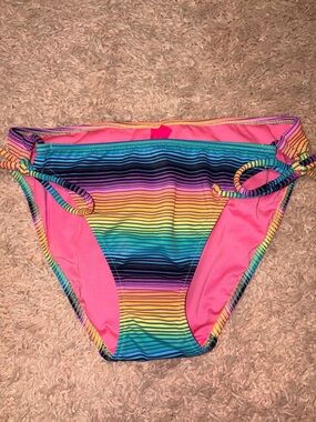 Victorias Secret Rainbow Stripe side tie Bikini Bottom size M